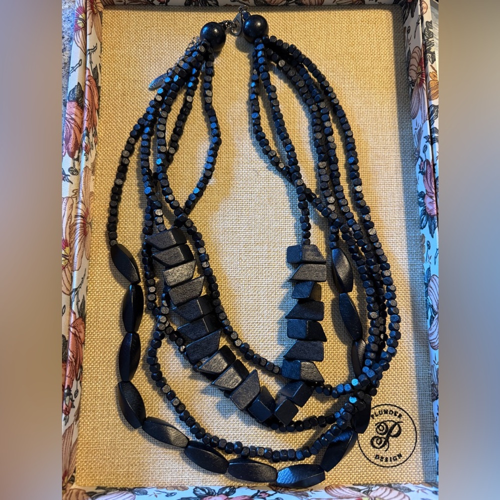 Plunder Chunky Black Beaded Necklace